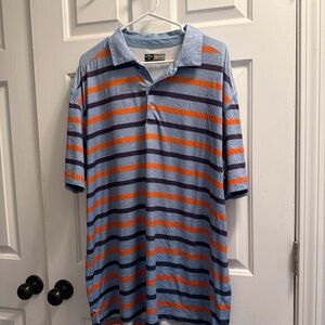 Callaway Blue and Orange Striped Polo Shirt